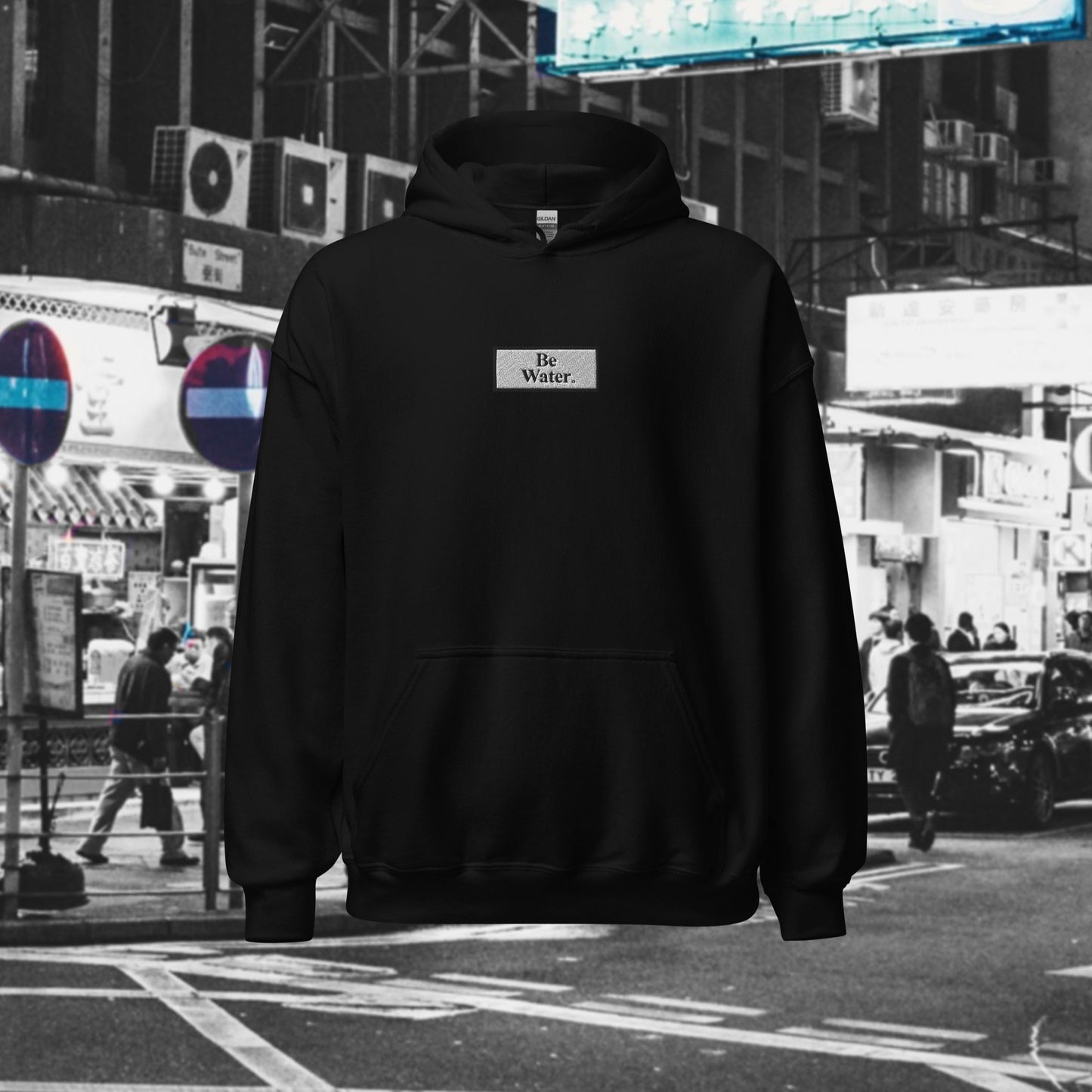 BE WATER BOX LOGO HOODIE